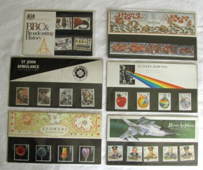 Great Britain Stamp Presentation Packs Lot of 6 – 1972-1988 Royal AF BBC Armada - Image 1 of 4