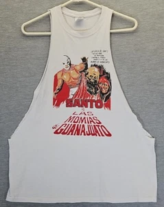VTG Y2K Santo vs Las Momias De Guanajuato Tshirt Sz M Distressed Cut Off Sleeves - Picture 1 of 22