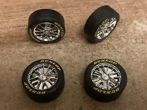 Scalextric 4 new car wheels & tyres SUPERB spares Touring GT car etc 21 X 8 mm - Picture 1 of 1