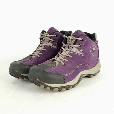 Merrell Hiking Boots Girls 4 Purple Mid Top Lace Up Waterproof Bump Toe  - Image 1 of 4