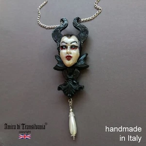 Maleficent Walt Disney Pin Figure Horn Talisman Necklace Jewelry Pendant Charm - Picture 1 of 24