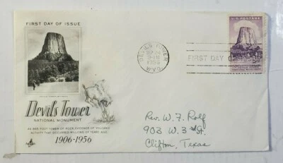 Devils Tower Nat'l Monument 1906-56 ~ Posted 9/24/1956 - First Day of Issue - Image 1 of 4