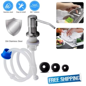 360°Sink Soap Dispenser Kitchen Stainless Steel Hand Liquid Pump Bottle Tube Kit - Picture 1 of 13