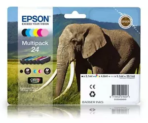 T2428 6 Stück Epson 24 Original Tintenpatronen C13T24284010 Elephant Serie - Bild 1 von 1