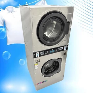 220V 6kW 12kg Stainless Commercial Washer Dryer Stackable Combo Coin Operated - Picture 1 of 24