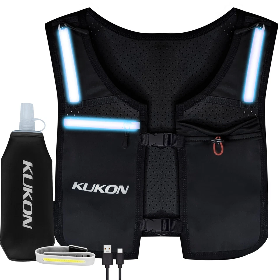 Running Vest Phone Holder Hydration Vest With Water Bottle and led light Unisex  - Image 1 of 4