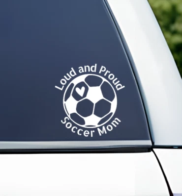 Calcomanía adhesiva de vinilo para mamá de fútbol ruidosa y orgullosa ventana de coche varios colores Foto 1 de 4