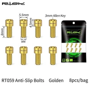 8Pcs RISK M4x8mm Downhill Bike Pedal Titanium Screws Anti-Slip for XC AM DH MTB - Picture 1 of 10