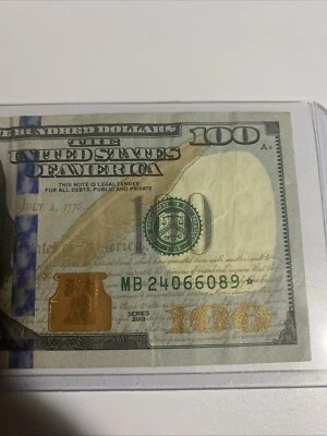 $100 Dollar Bill Star Note MB 2406609 - Image 1 of 3