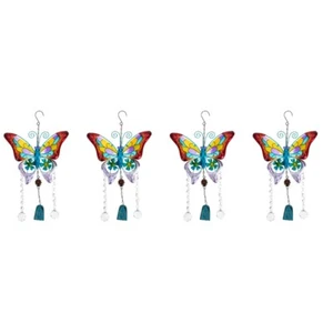 4 Pieces Butterfly Crystal Pendant Outdoor Wind Bell Creative Chimes - Picture 1 of 12