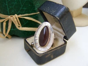 GORGEOUS VINTAGE MODERNIST SOLID STERLING SILVER AMETHYST RING SIZE R 8.5 RARE - Picture 1 of 9