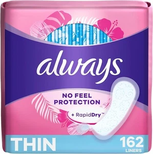 Always Thin Daily Panty Liners For Women, Light Absorbency, Unscented, 162 Count - Picture 1 of 8