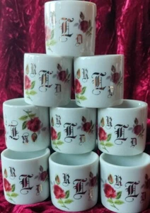 Monogrammed R.L.D , Napkin Ring, 12 Pieces Set, Red Roses ๐น Wedding Gift - Picture 1 of 12