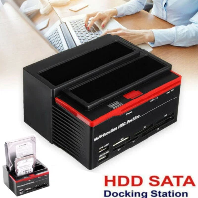 External Dual Hard Drive Card Reader HDD Docking Station 2.5″/3.5″ IDE+SATA USB - Image 1 of 4