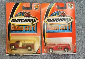 Matchbox Hero City Set # 1 & #62 Highway Pumper Fire Truck Emergency 2001 & 2 - Picture 1 of 7
