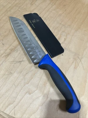 Mercer Culinary Millennia 7" Santoku Chef's Knife - Blue Handle W/ Edge Guard - Image 1 of 4