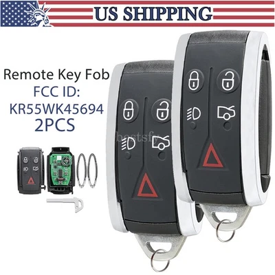 2X For Jaguar XF XFR XK XKR 2007 2008 2009 2010 2011 Smart Remote Key Fob 5Btn - Image 1 of 4