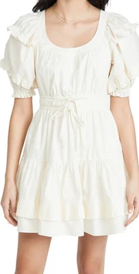 Mini Vestido Ulla Johnson Naomi Para Mujer Talla 6 Crema Blanco Manga Abullonada En Niveles Boho Foto 1 de 4