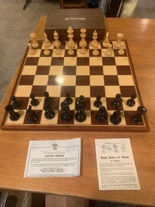 Vintage PLEASANTIME Cavalier CHESS Set WOOD PIECES - 3.75" King Complete - Picture 1 of 10