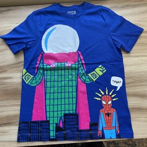 Marvel Spotted Zebra Boys T-Shirt L 10 Blue Spider-Man & Mysterio Graphic New - Picture 1 of 8