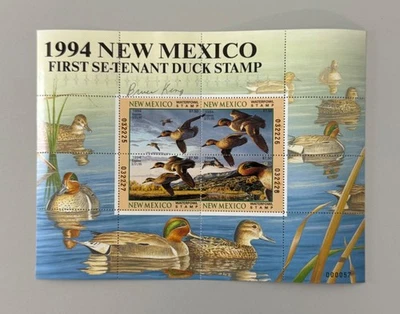 1994 New Mexico State Duck Stamp Souvenir Sheet of 4 - Governor Hand Signed - Image 1 of 4