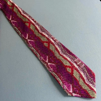 COOGI Australia Silk Tie 3D knit style Purple Red Multicolor Abstract VTG — 第 1/4 张图片