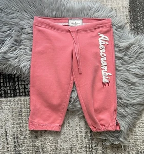 Vintage Y2K Abercrombie Logo Capri Low Rise Relaxed Sweatpants - Pink WMS XSmall - Picture 1 of 5