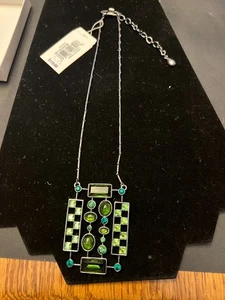 Givenchy Bijoux Modernist grün quadratisch 15" Halskette und Anhänger - Bild 1 von 15