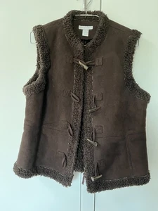 Women's Macy's Charter Club Chocolate Brown faux suede vest, size S - Picture 1 of 4