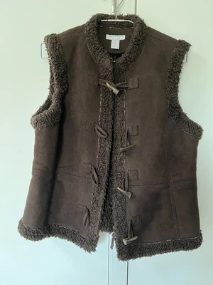 Women's Macy's Charter Club Chocolate Brown faux suede vest, size S - Image 1 of 4