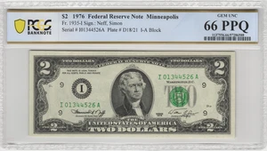Fr.1935-i 1976 Minneapolis $2 Federal Reserve Note PCGS Gem UNC 66 PPQ - Picture 1 of 2