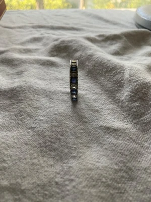 2枚戒指纯银蓝色蓝宝石和CZ永恒黄色人造钻石戒指 — 第 1/4 张图片