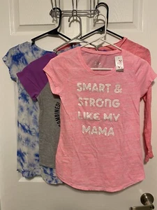 Girls Short & Long Sleeve Justice Shirts Size 10/12 Lot Of 4 - Picture 1 of 12