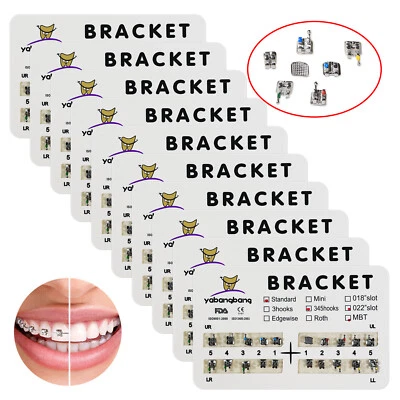 10 kits de brackets de ortodoncia dental estándar MBT 022" ranura 345 ganchos YBB o Foto 1 de 4