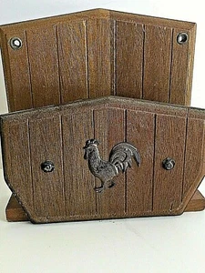 Hahn Emblem auf Holz Serviette Post Brief Halter Schreibtisch Küche Tisch 7x7x2,5" - Bild 1 von 10