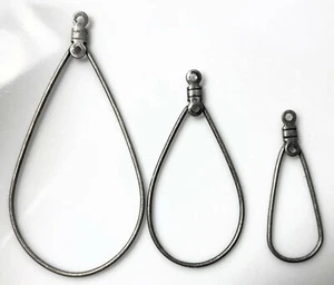 44 Alambre para orejas de aro de lágrima de latón enchapado en plata oxidada mezcla de 3 tamaños * - Imagen 1 de 7