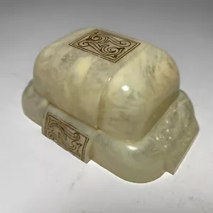 Antigua caja de anillo de celuloide Art Deco de colección remolino jaspeado - Dennison EE. UU. - Imagen 1 de 12