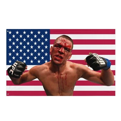 Nate Diaz American Flag - UFC Legend Combat Sport Tapestry Decor 34" X 56" - Image 1 of 4