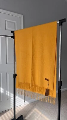 Bufanda de cachemir lujosa grande para mujer y hombre chal pashmina amarillo mostaza Foto 1 de 4