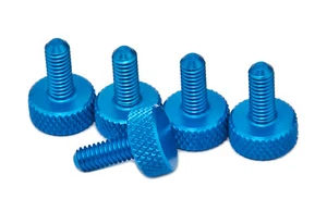PrecisionGeek - Blau M4 x 10 mm Flach Rändelschrauben (5er Set) - Bild 1 von 2