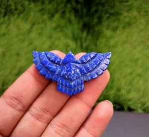Natural Lapis Lazuli Eagle Carving Bird Beautiful Hand Carved Pendant Gemstone - Picture 1 of 7