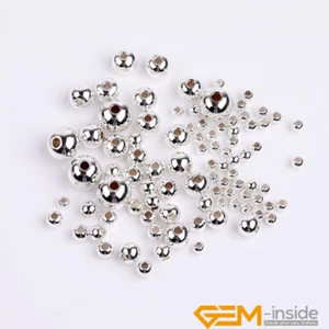 100 pcs White Silver Filled Smooth Polished Round Loose Beads Jewellery Making - Picture 1 of 20