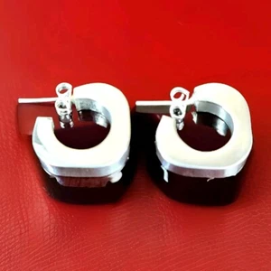 Erick's Sterling Silver 3/4 In. wide Square Hoop Earrings Taxco.925 - Picture 1 of 5