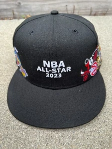 NEW ERA x JON STAN NBA All-Star 2023 Fitted Hat 7 3/4 All Over Teams Black Cap - Picture 1 of 7