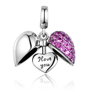 Silver Heart Jewellery Locket Charm Pendant for Bracelets and Necklaces - Picture 1 of 7