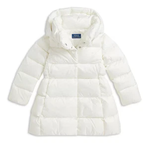 Ralph Lauren Toddler Girls' Quilted Long Jacket, White, Sz-4T - Picture 1 of 3