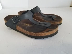 Birkenstock Gizeh Gladiator Black Sandals Distressed See Pics Women Size 37 US 6 - Picture 1 of 12