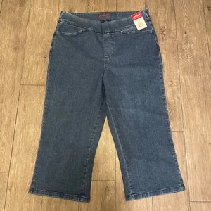 Pantalón capri chic clásico para mujer cintura elástica, azul, 10 AVG - Imagen 1 de 8