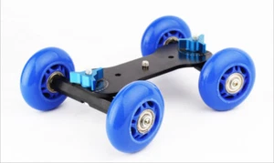Blue Mini Desktop Camera Video Slider Track Rail Dolly Tablet Skater Car - Picture 1 of 1