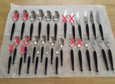 4x WMF Fantasia Besteck Blau 5 Teilig Messer,Gabel,Kuchengabel,Löffel,Teelöffel - Bild 1 von 4